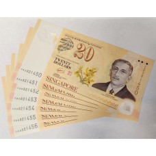 SINGAPORE 2007 . TWENTY 20 DOLLARS BANKNOTE . CONSECUTIVE SEVEN